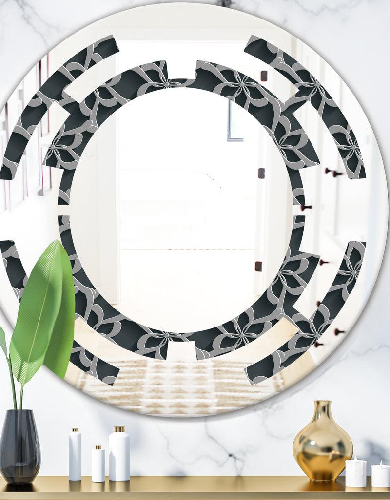 DesignQ Floral 3d Pattern Background. - Modern Round or Oval Wall Mirror - Space