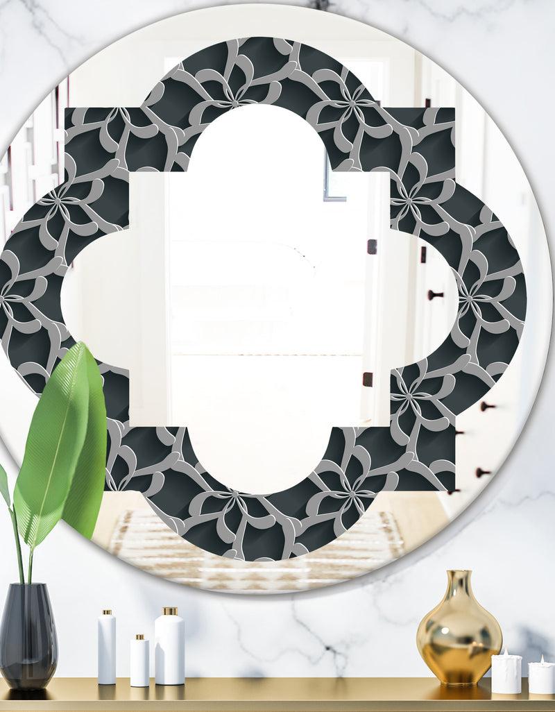 DesignQ Floral 3d Pattern Background. - Modern Round or Oval Wall Mirror - Quatrefoil