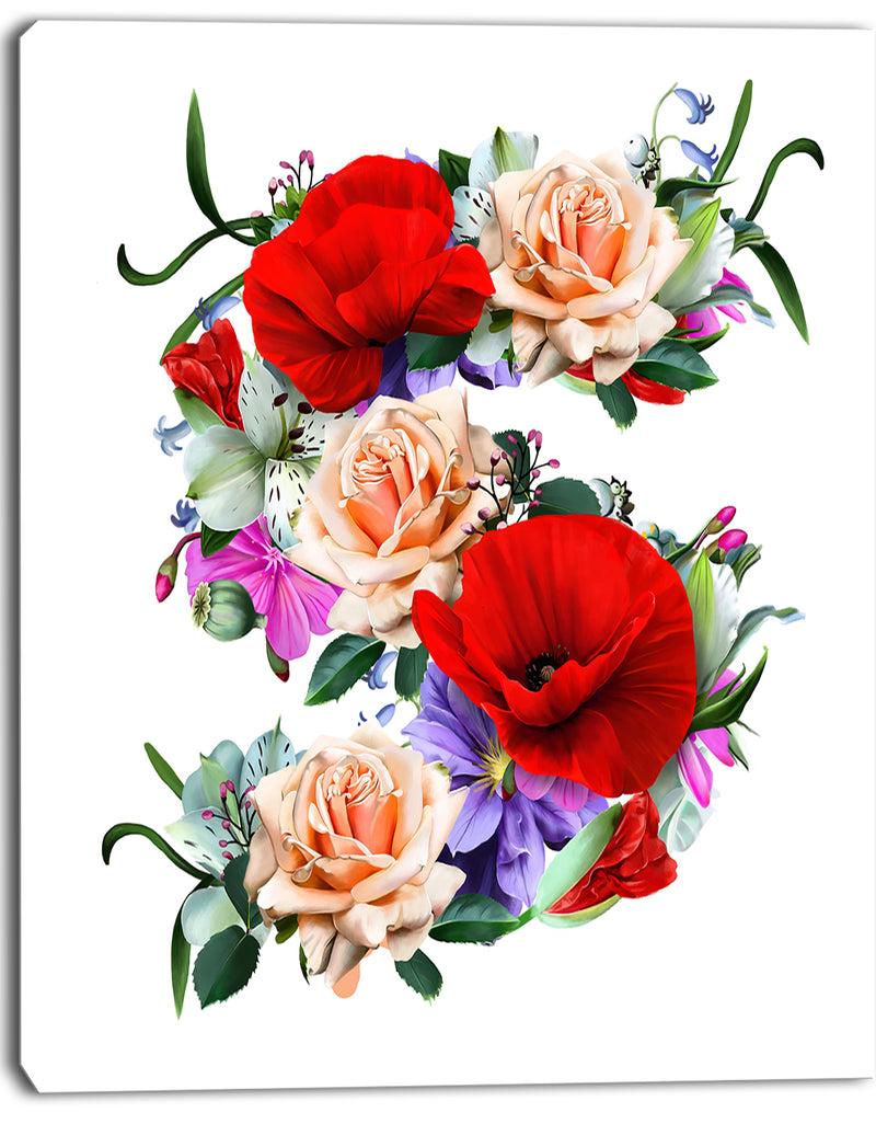 DesignQ Floral Figure With Variety Of Flowers - Floral Canvas Artwork Print