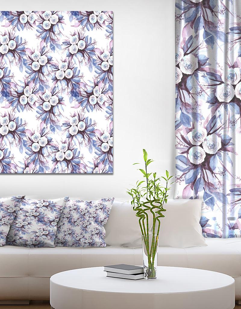 DesignQ Floral pattern in Purples and Blues - Floral Painting Print on Wrapped Canvas