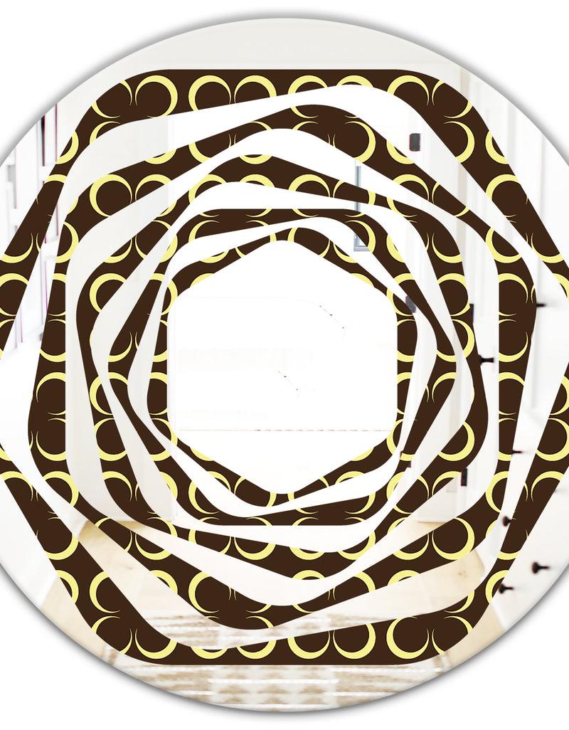 DesignQ Floral Retro Pattern II - Modern Round Or Oval Wall Mirror - Whirl