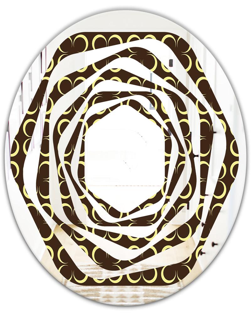 DesignQ Floral Retro Pattern II - Modern Round Or Oval Wall Mirror - Whirl