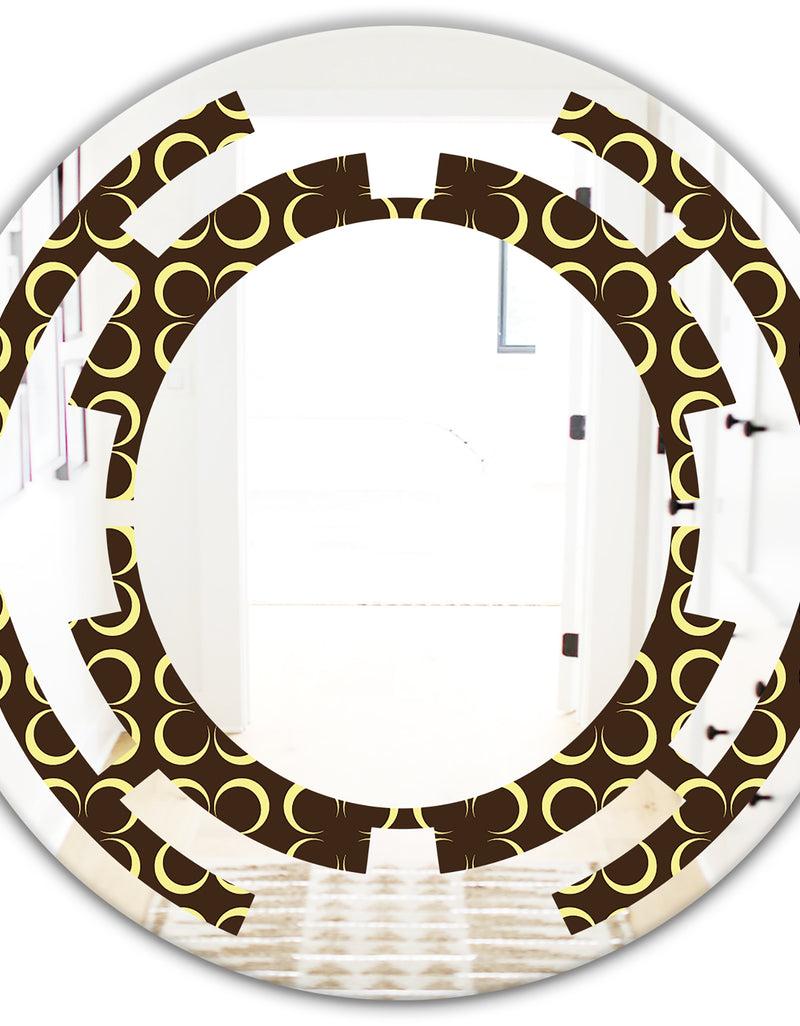 DesignQ Floral Retro Pattern II - Modern Round Or Oval Wall Mirror - Space