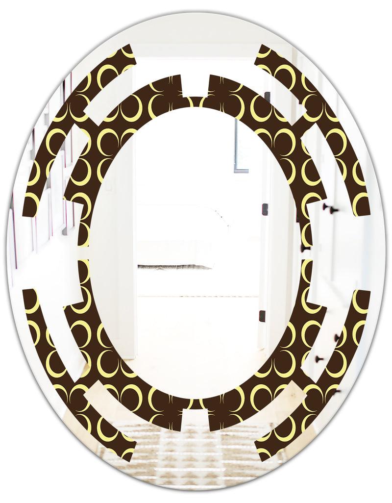 DesignQ Floral Retro Pattern II - Modern Round Or Oval Wall Mirror - Space