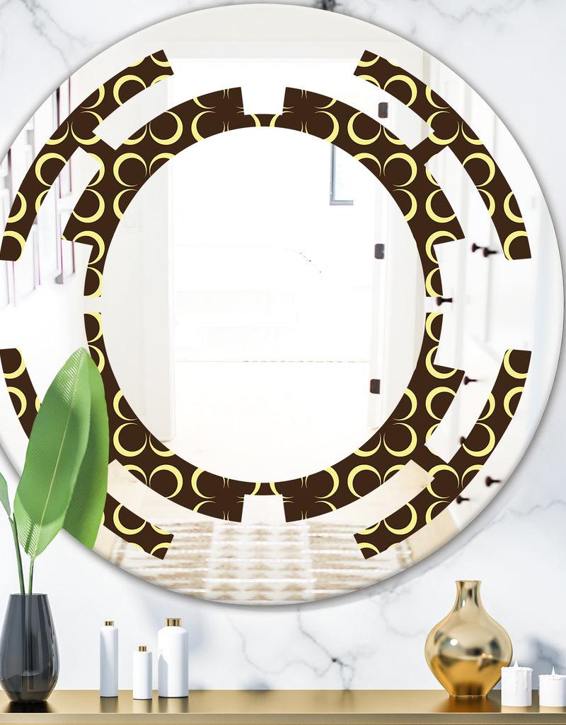 DesignQ Floral Retro Pattern II - Modern Round or Oval Wall Mirror - Space