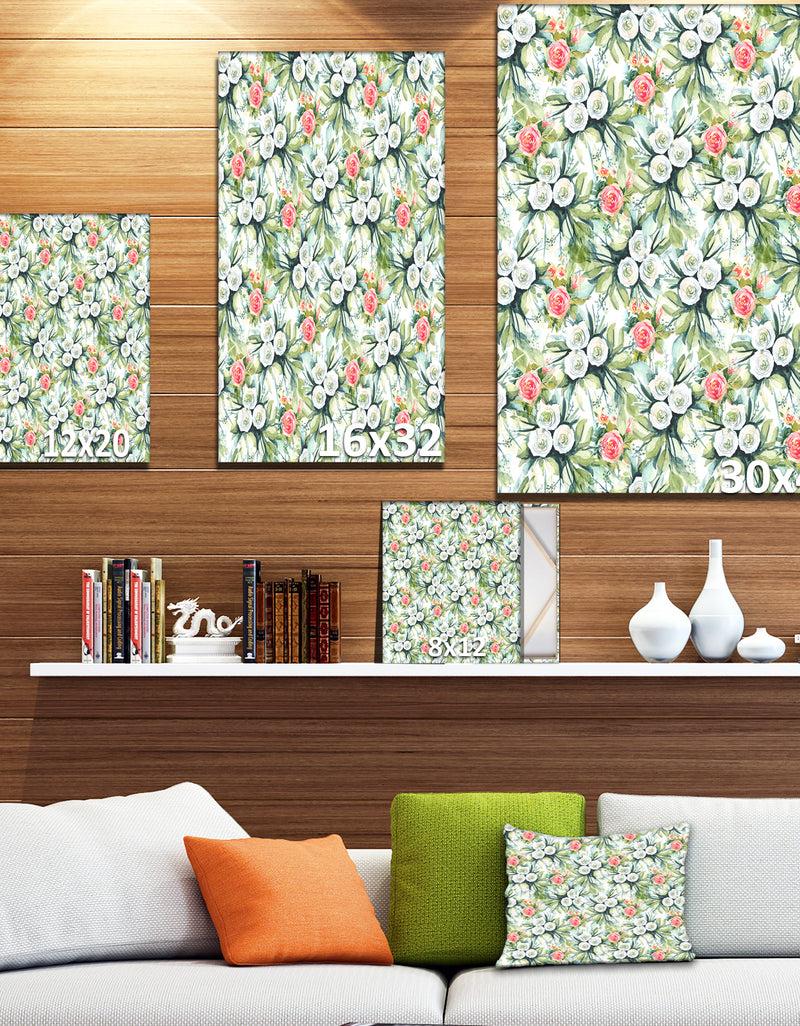 DesignQ Floral Seamless Pattern Flower Background - Floral Painting Print On Wrapped Canvas