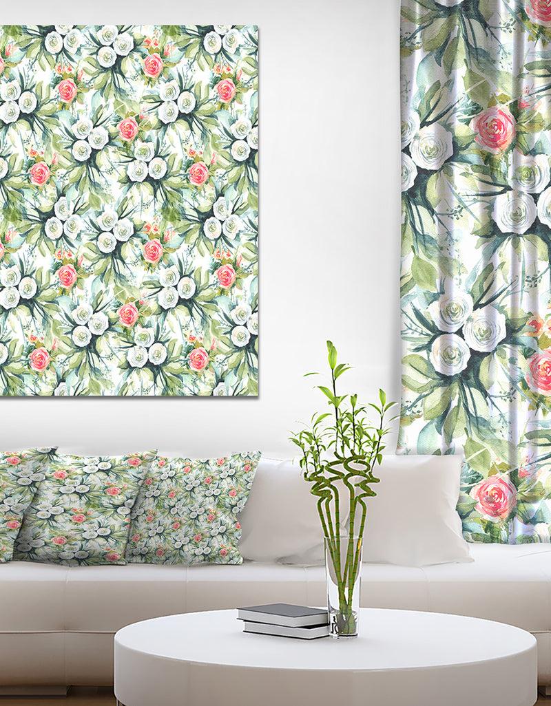 DesignQ Floral Seamless pattern Flower Background - Floral Painting Print on Wrapped Canvas