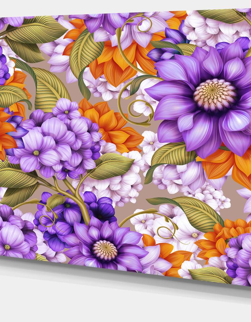 DesignQ Floral Seamless Pattern - Modern Floral Large Canvas Art
