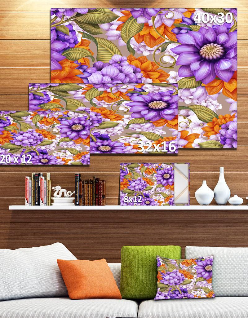 DesignQ Floral Seamless Pattern - Modern Floral Large Canvas Art