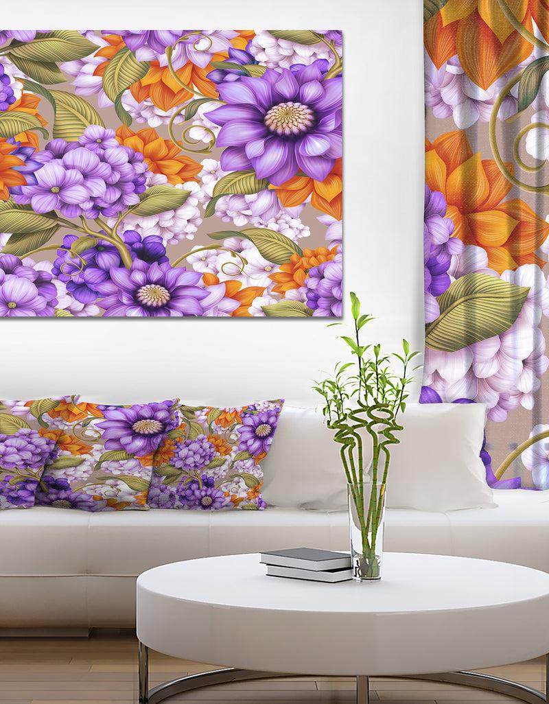 DesignQ Floral Seamless Pattern - Modern Floral Large Canvas Art