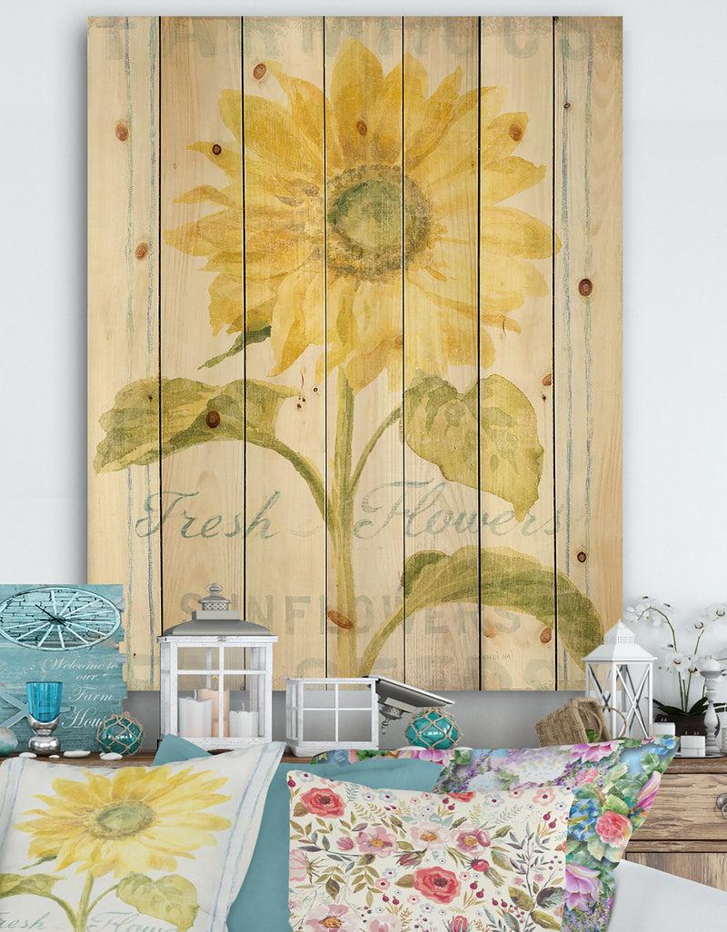 DesignQ Floursack Florals II - Cottage Print on Natural Pine Wood