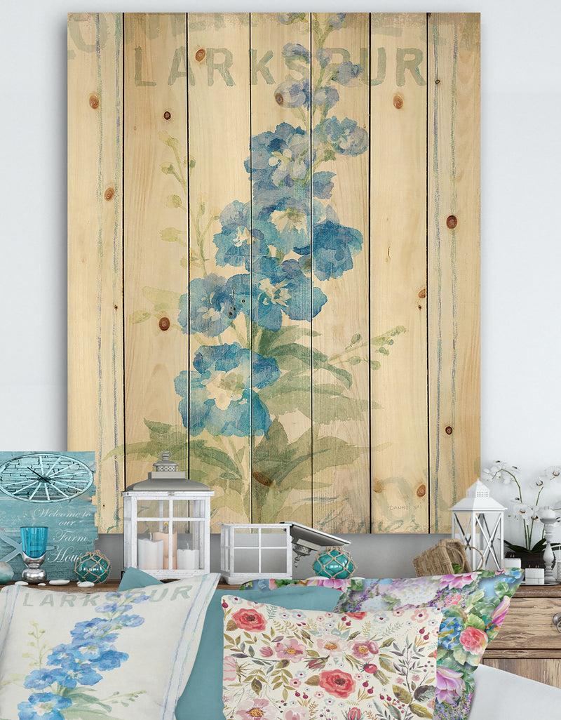 DesignQ Floursack Florals VII - Cottage Print on Natural Pine Wood