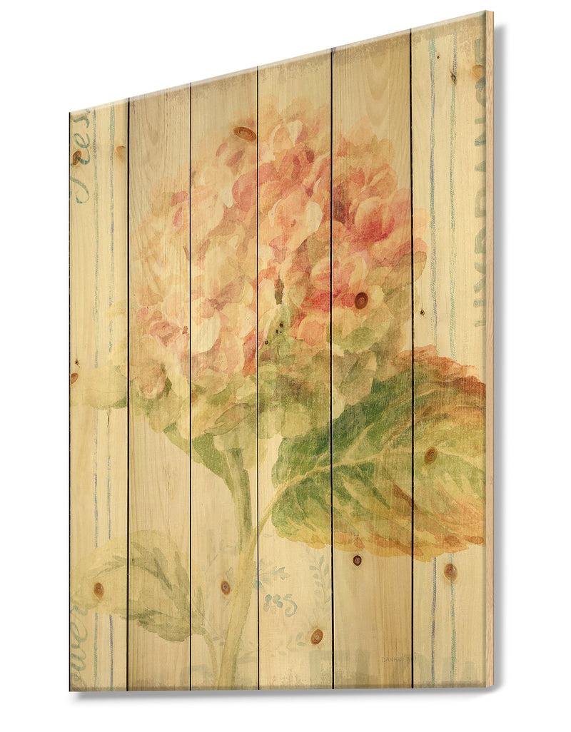 DesignQ Floursack Florals VIII - Cottage Print On Natural Pine Wood