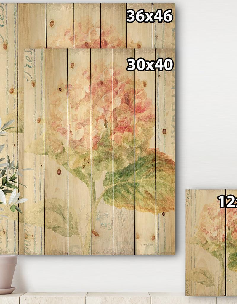 DesignQ Floursack Florals VIII - Cottage Print On Natural Pine Wood