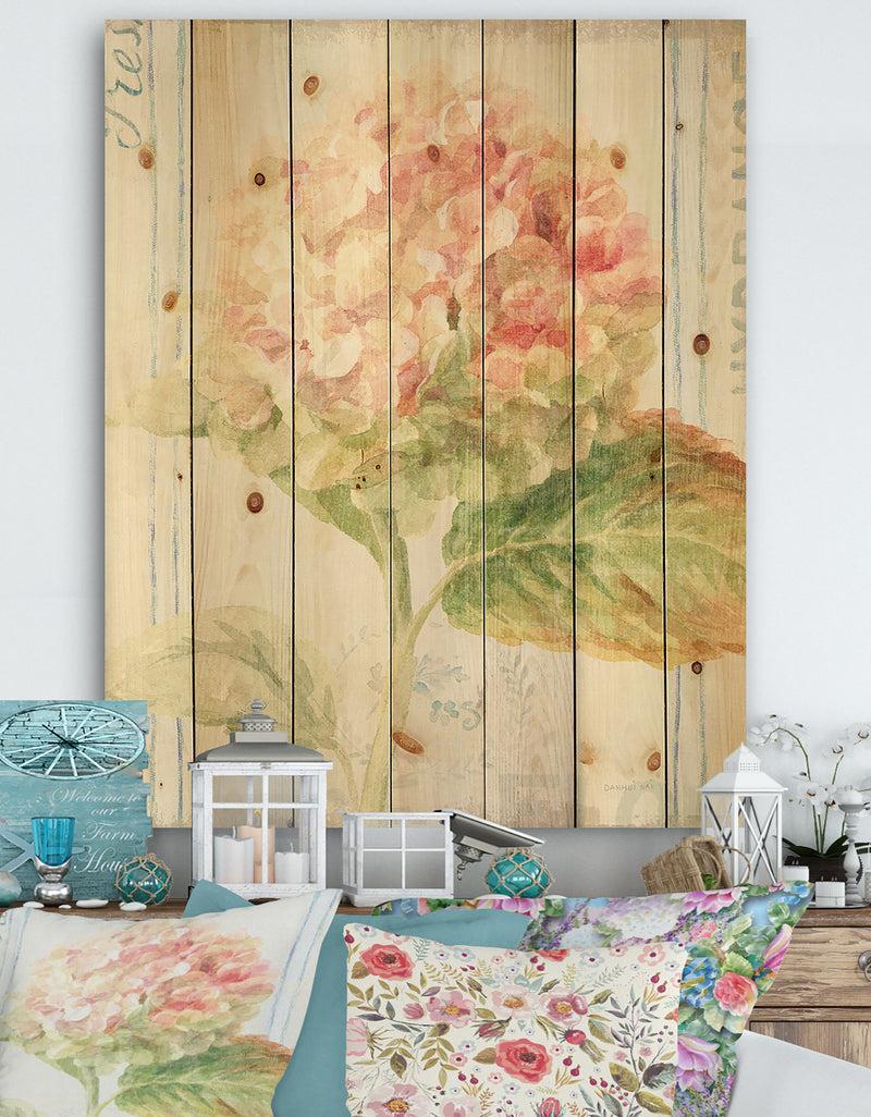 DesignQ Floursack Florals VIII - Cottage Print on Natural Pine Wood