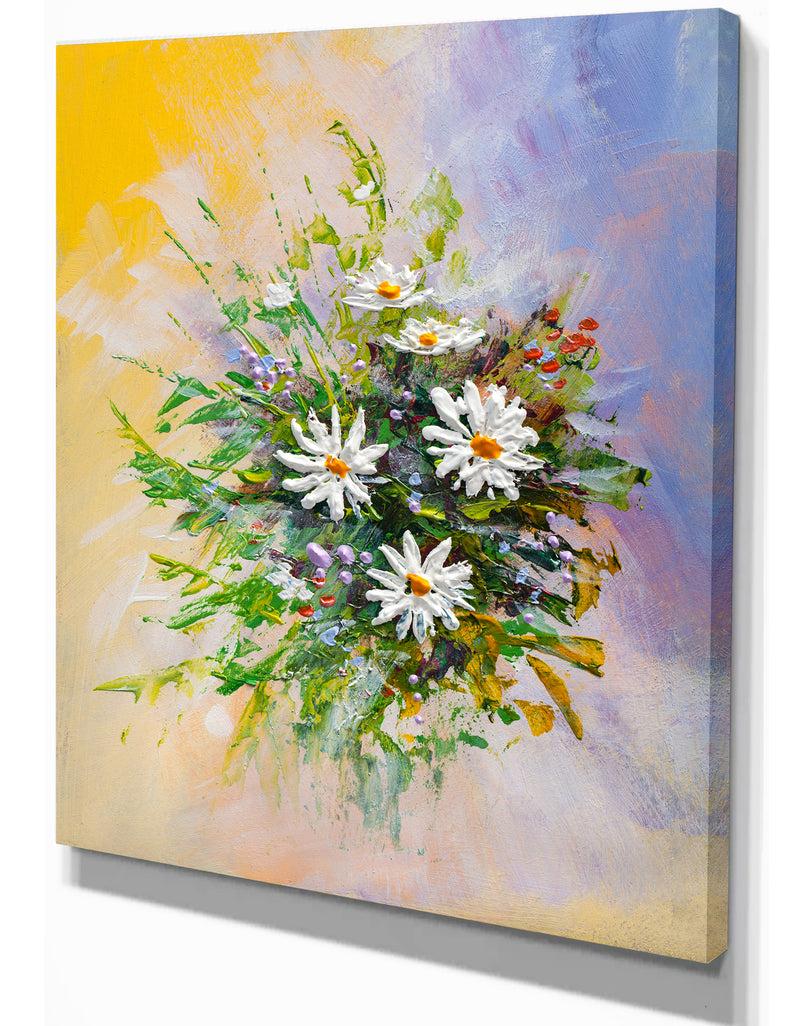 DesignQ Flower Bouquet - Floral Painting Print On Wrapped Canvas