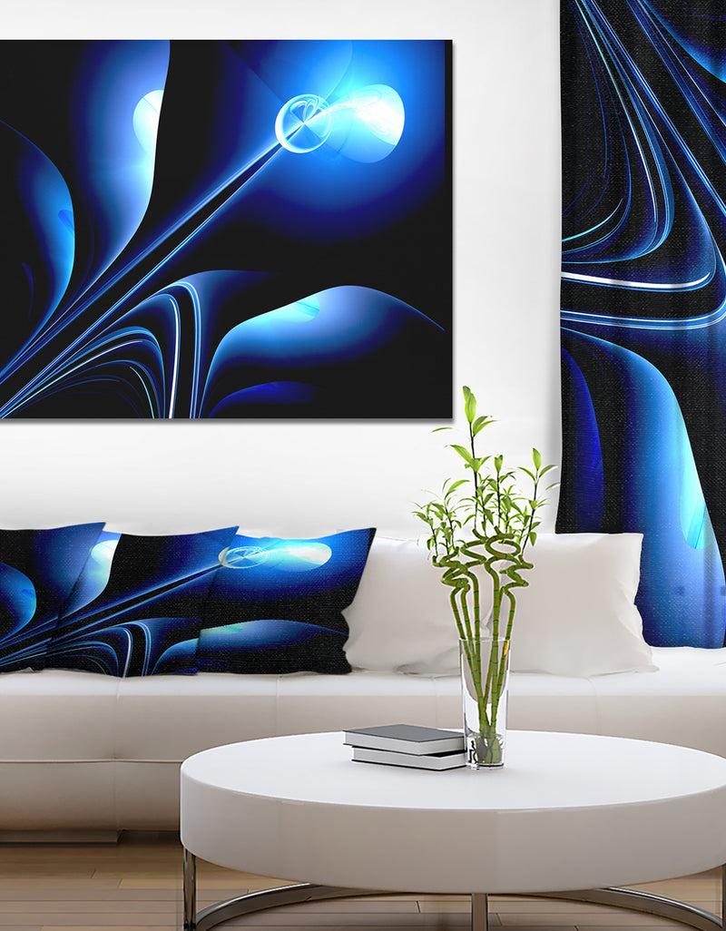 DesignQ Flower in electric Blue - Floral Contemporary Art on wrapped Canvas