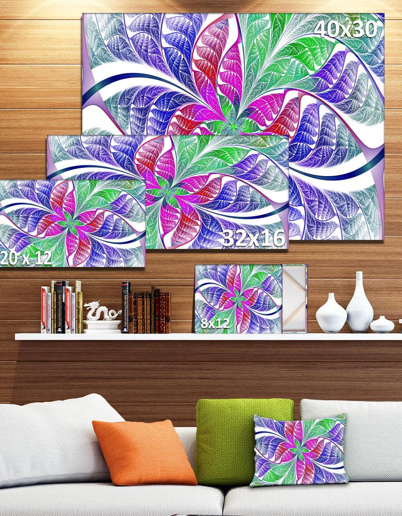 DesignQ Flower-like Fractal Stained Glass - Abstract Wall Art Canvas