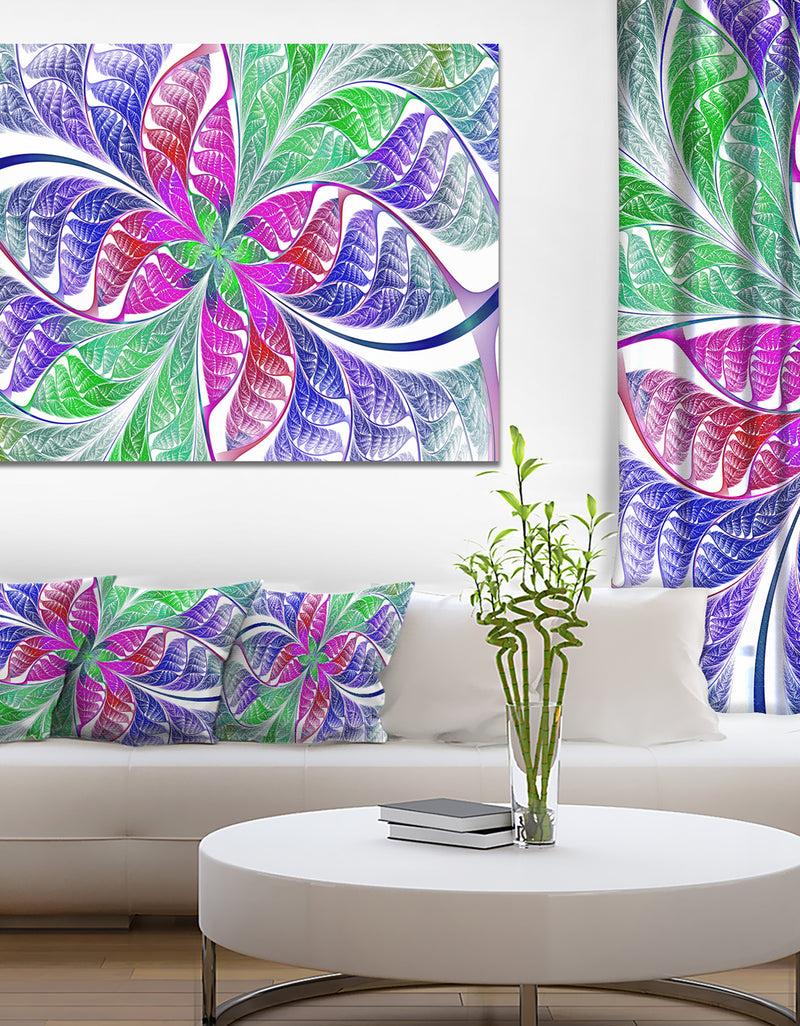 DesignQ Flower-like Fractal Stained Glass - Abstract Wall Art Canvas