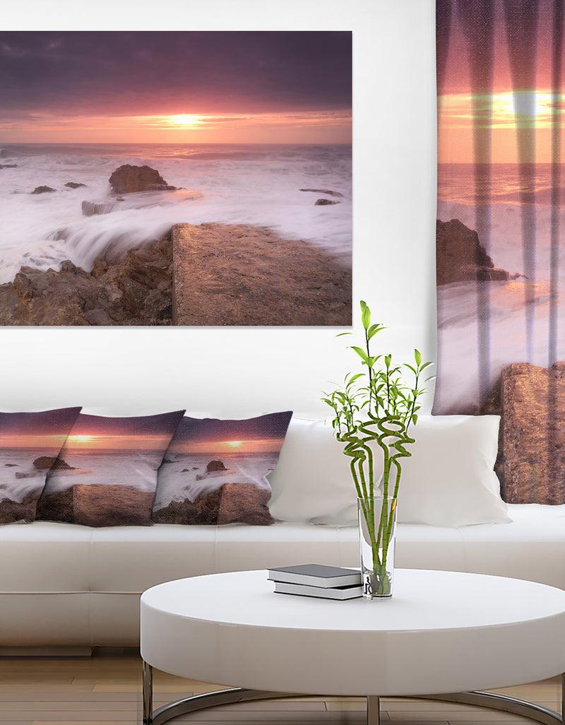 DesignQ Flowing Waves At Cable Shallow Coast - Contemporary Seascape Art Canvas