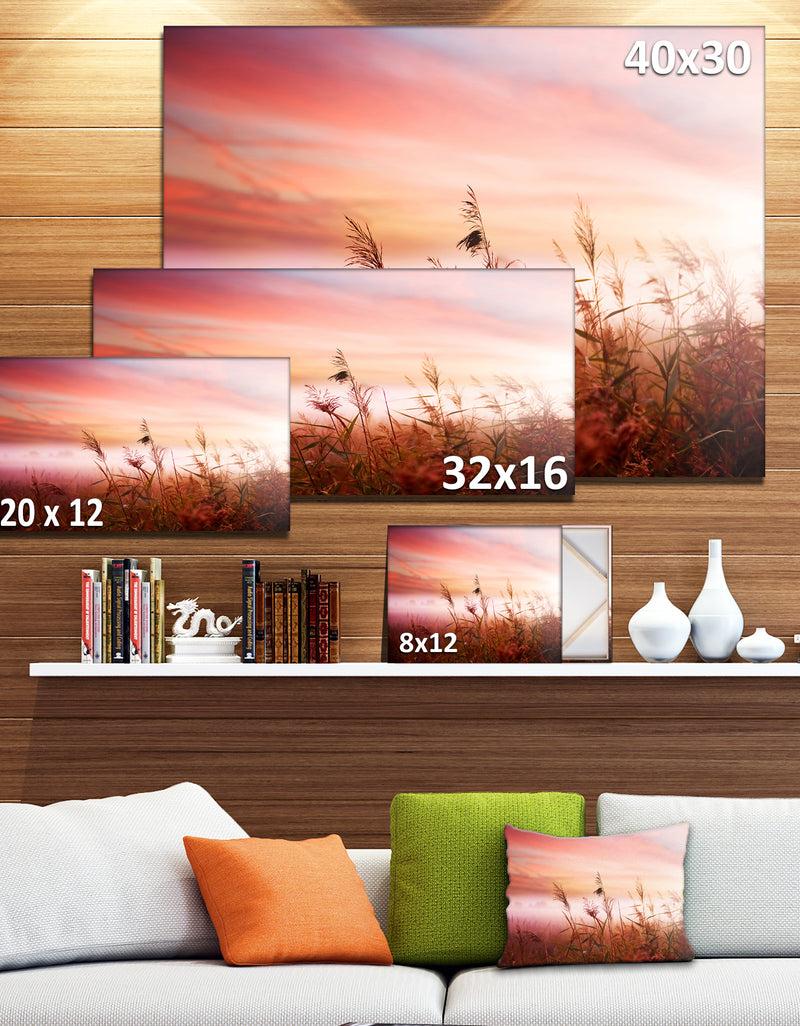 DesignQ Foggy Land With Early Morning Mist - Landscape Artwork Canvas Print