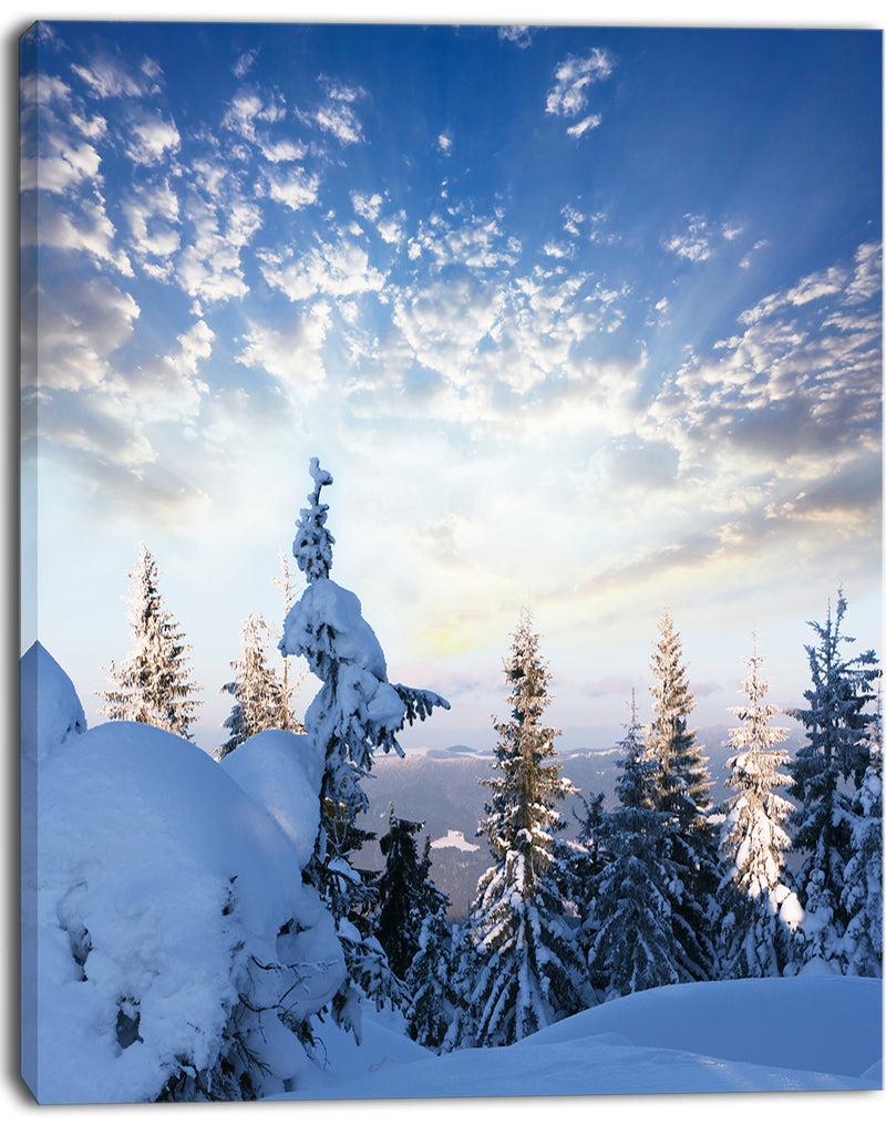 DesignQ Foggy White Winter Forest - Landscape Print Wall Art