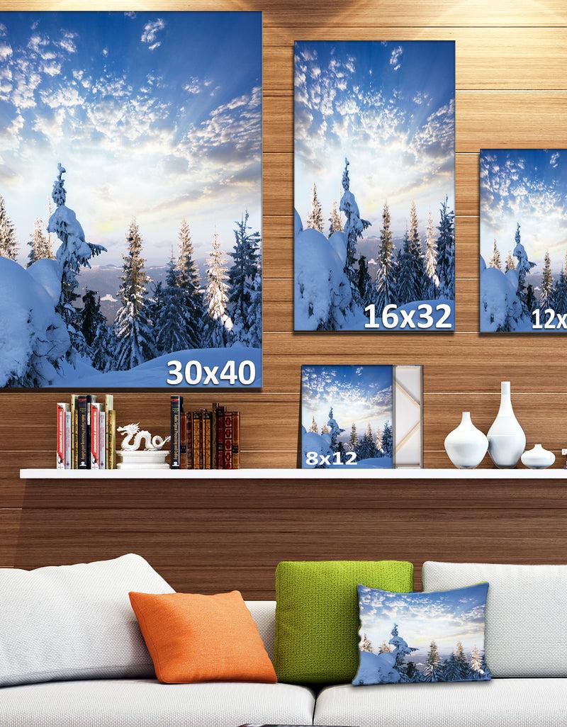 DesignQ Foggy White Winter Forest - Landscape Print Wall Art