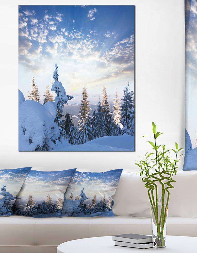 DesignQ Foggy White Winter Forest - Landscape Print Wall Art