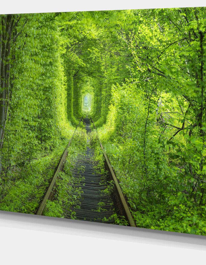 DesignQ Forest Around Rail Way Tunnel - Modern Landscpae Wall Art