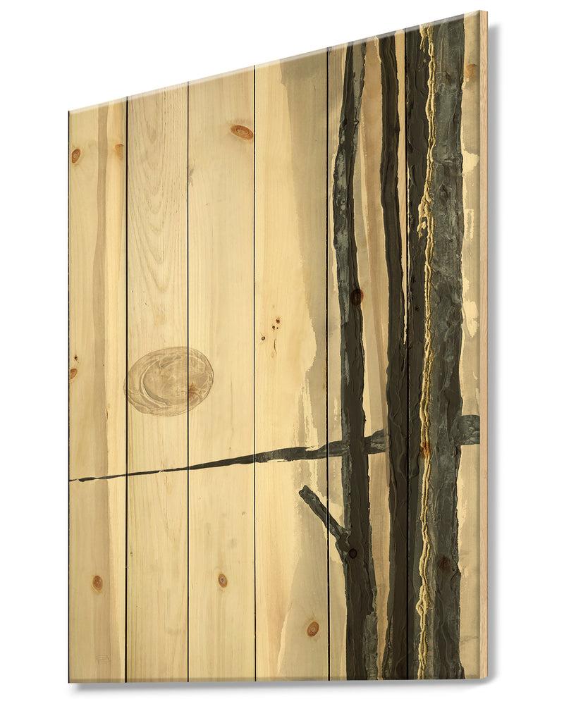 DesignQ Forest Silhouette I - Modern Farmhouse Print On Natural Pine Wood