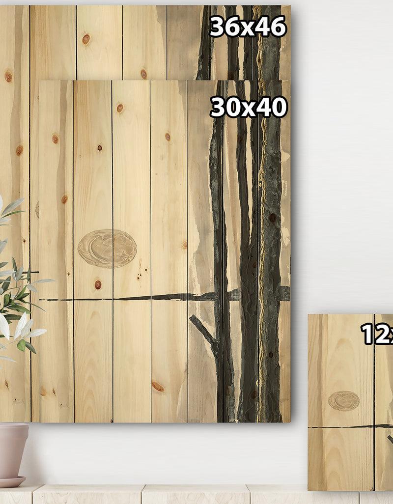 DesignQ Forest Silhouette I - Modern Farmhouse Print On Natural Pine Wood