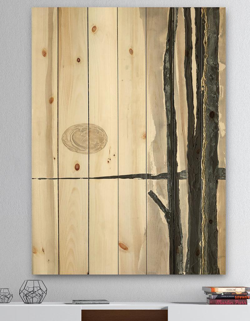 DesignQ Forest Silhouette I - Modern Farmhouse Print on Natural Pine Wood