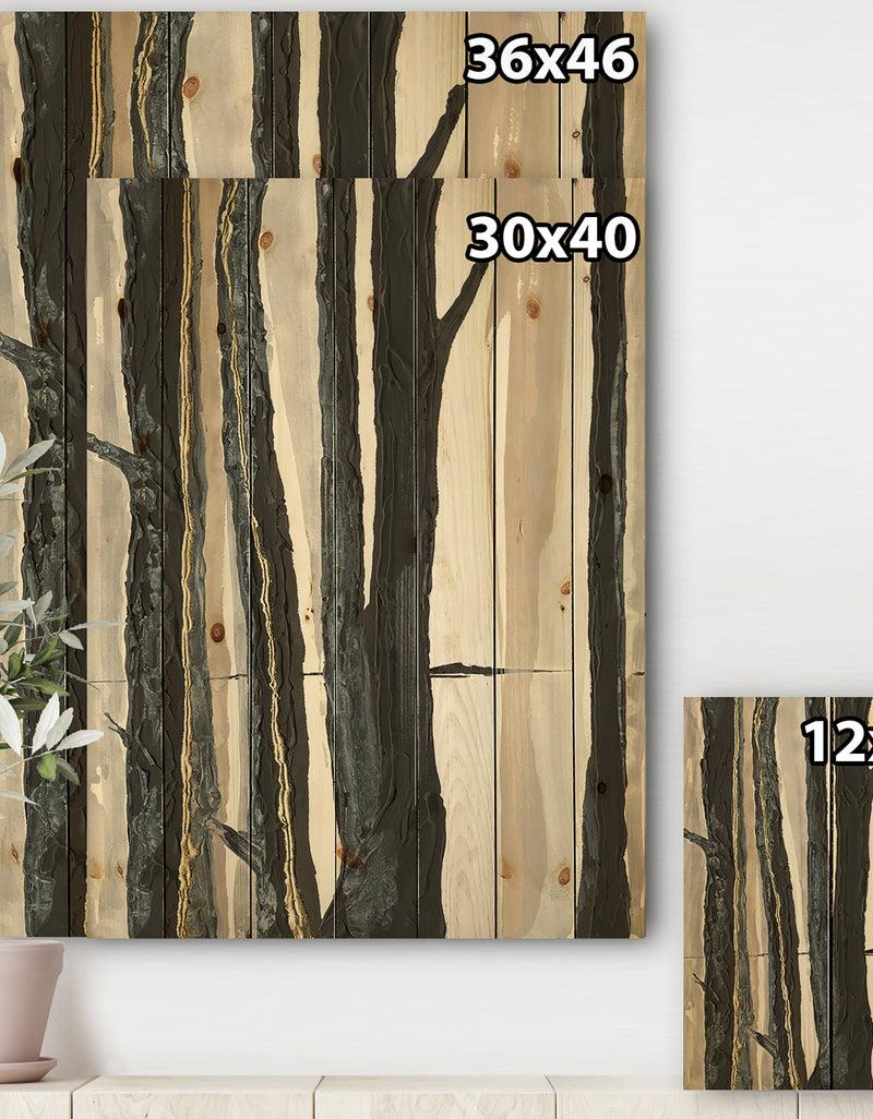 DesignQ Forest Silhouette II - Modern Farmhouse Print On Natural Pine Wood