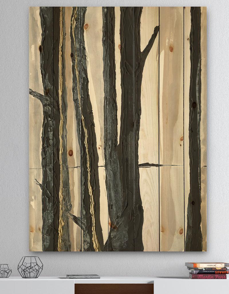 DesignQ Forest Silhouette II - Modern Farmhouse Print on Natural Pine Wood