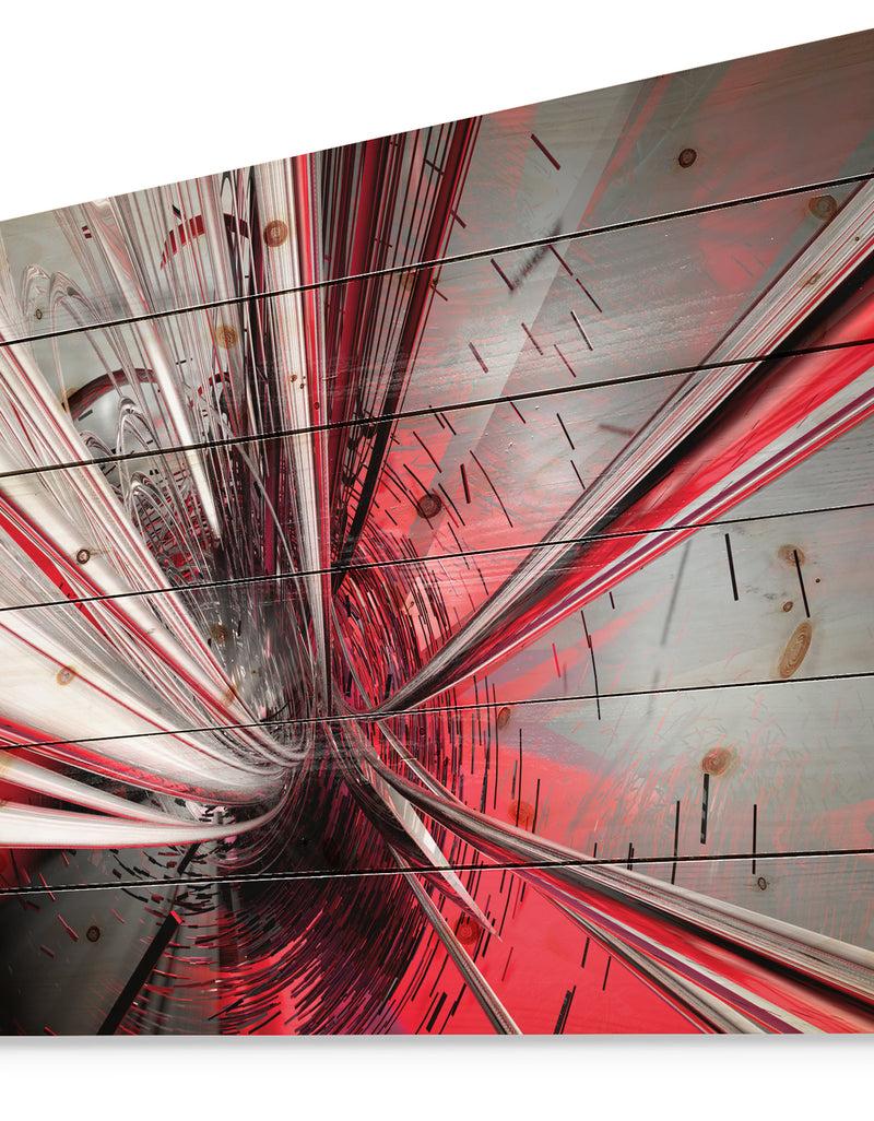 DesignQ Fractal 3D Deep Into Middle - Contemporary Print On Natural Pine Wood