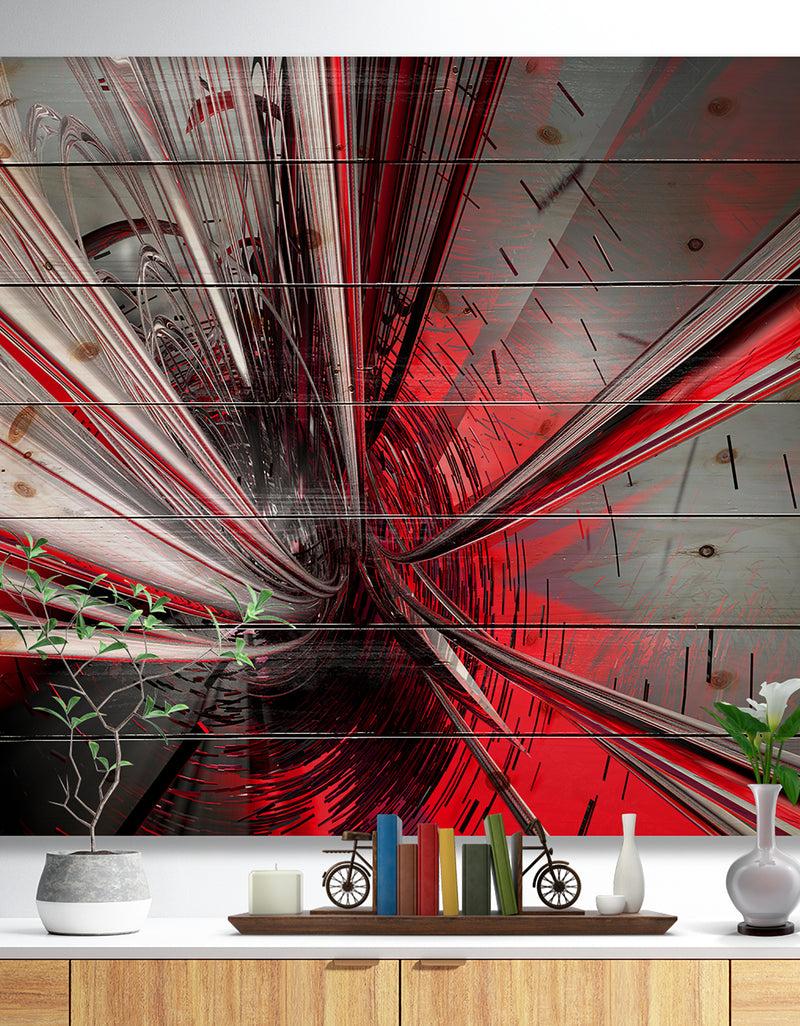 DesignQ Fractal 3D Deep into Middle - Contemporary Print on Natural Pine Wood