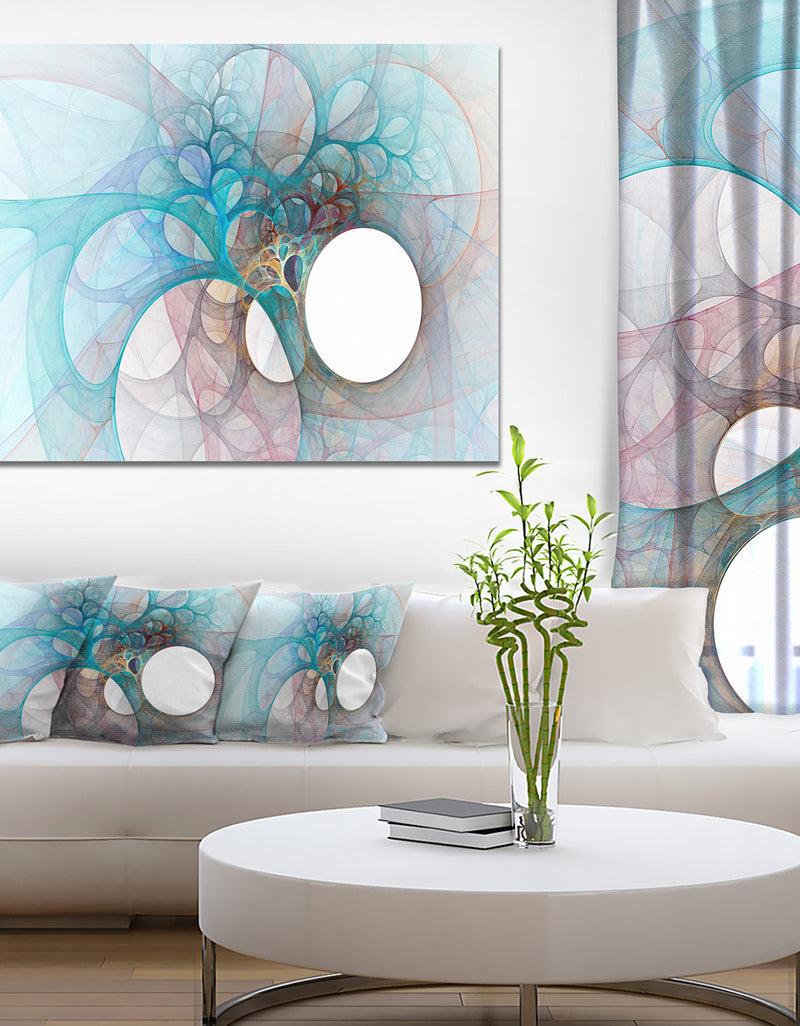 DesignQ Fractal Angel Wings in Light Blue - Abstract Wall Art Canvas