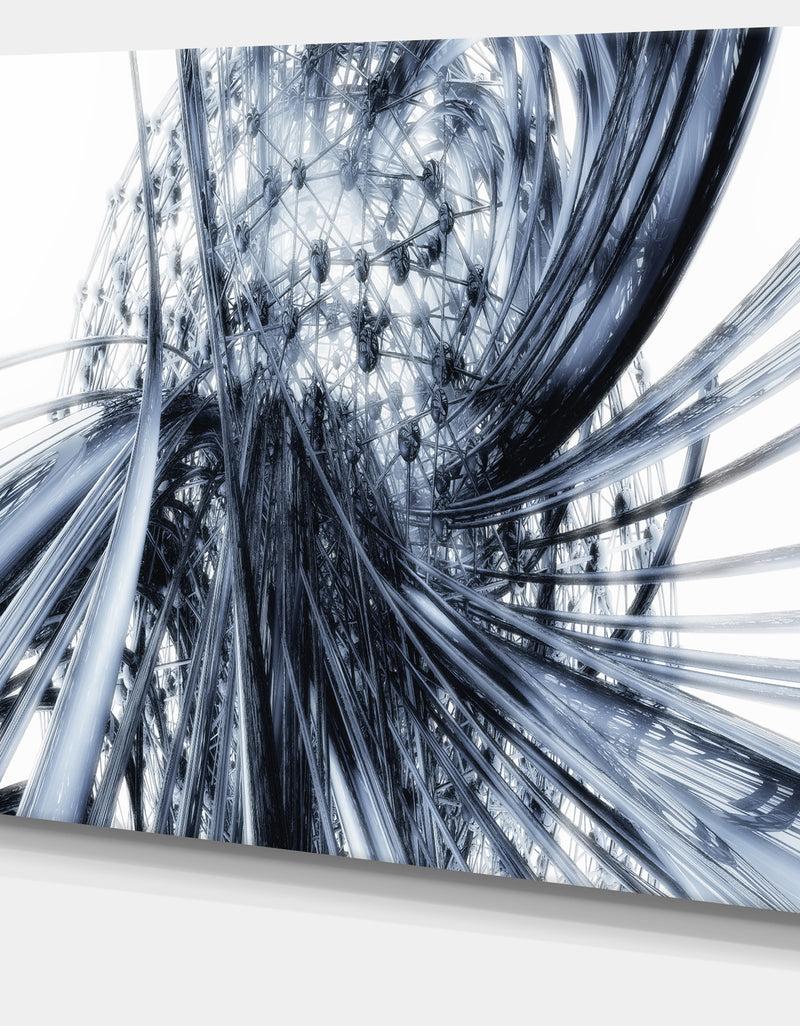 DesignQ Fractal Black N White Connected Stripes - Art Canvas Print