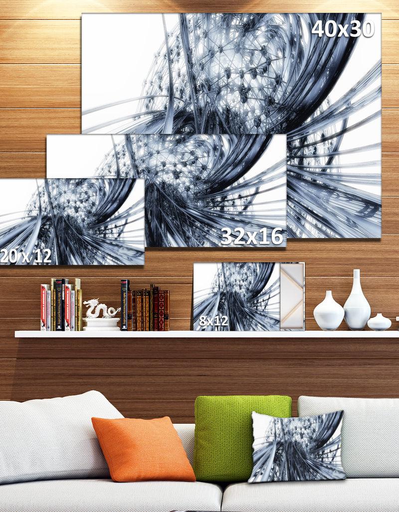 DesignQ Fractal Black N White Connected Stripes - Art Canvas Print