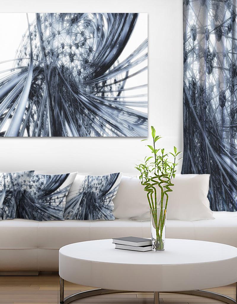 DesignQ Fractal Black N White Connected Stripes - Art Canvas Print