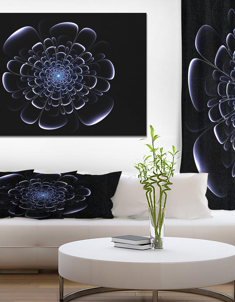 DesignQ Fractal blue flower on black - Digital Art on wrapped Canvas