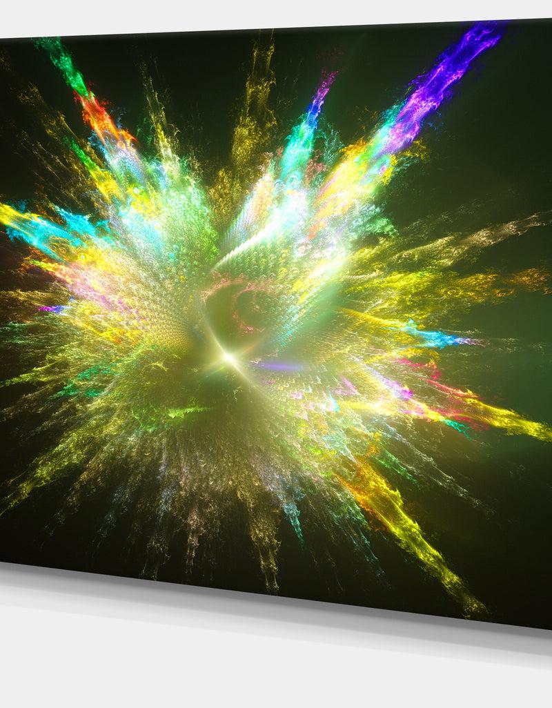 DesignQ Fractal Explosion Of Paint Drops - Abstract Wall Art On Canvas