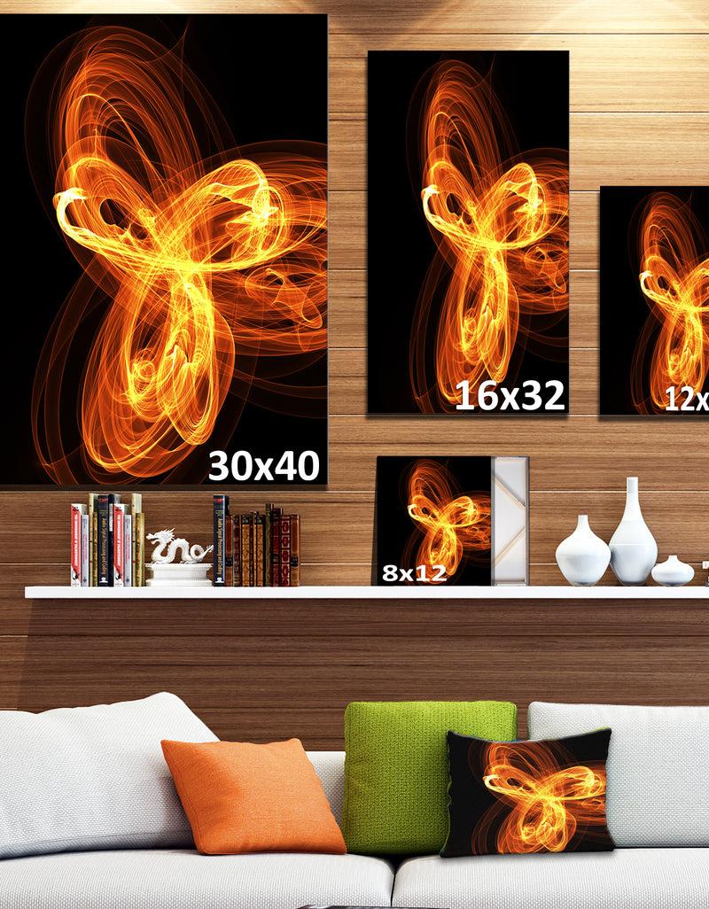 DesignQ Fractal Fire Pattern Painted In Air - Large Abstract Canvas Wall Art