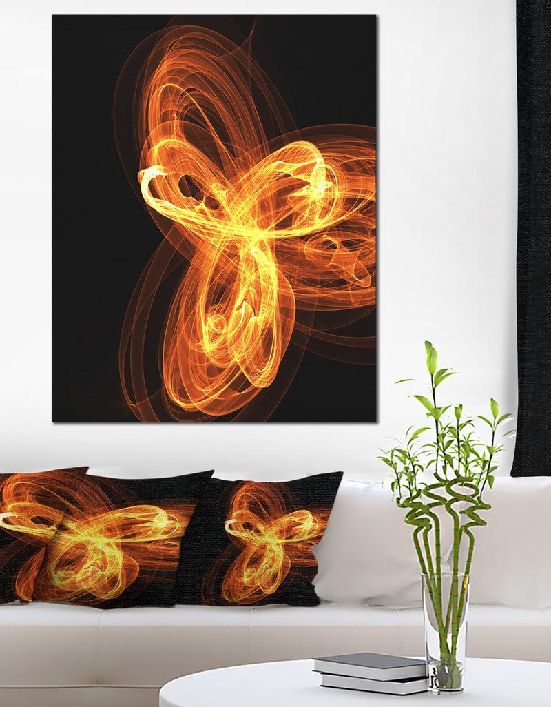 DesignQ Fractal Fire Pattern Painted in Air - Large Abstract Canvas Wall Art