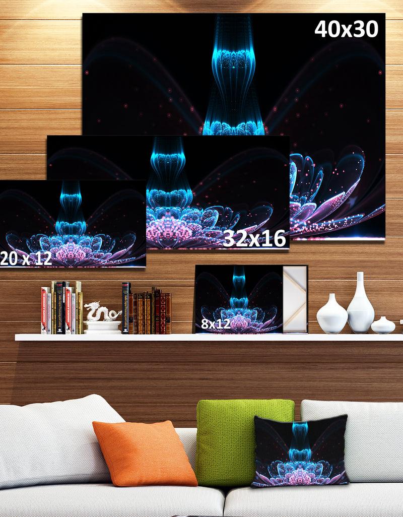 DesignQ Fractal Flower Blue Purple Digital Art - Large Floral Canvas Art Print