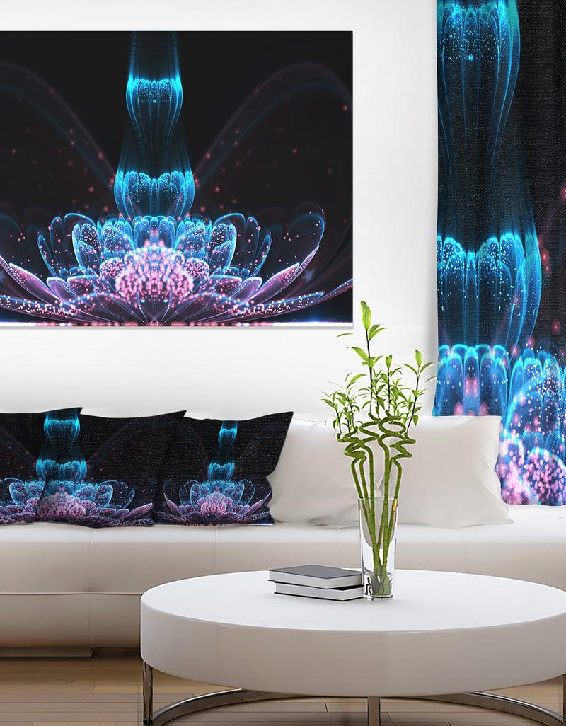DesignQ Fractal Flower Blue Purple Digital Art - Large Floral Canvas Art Print