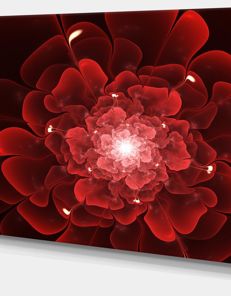 DesignQ Fractal Flower Clear Red Digital Art - Large Floral Canvas Art Print