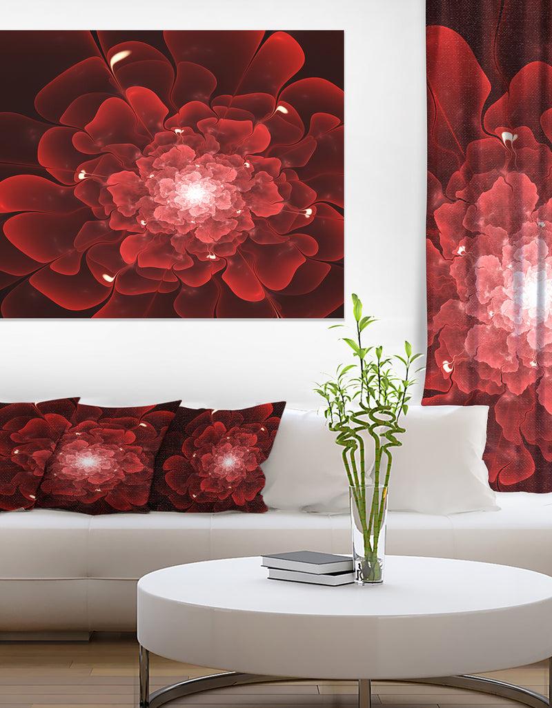 DesignQ Fractal Flower Clear Red Digital Art - Large Floral Canvas Art Print