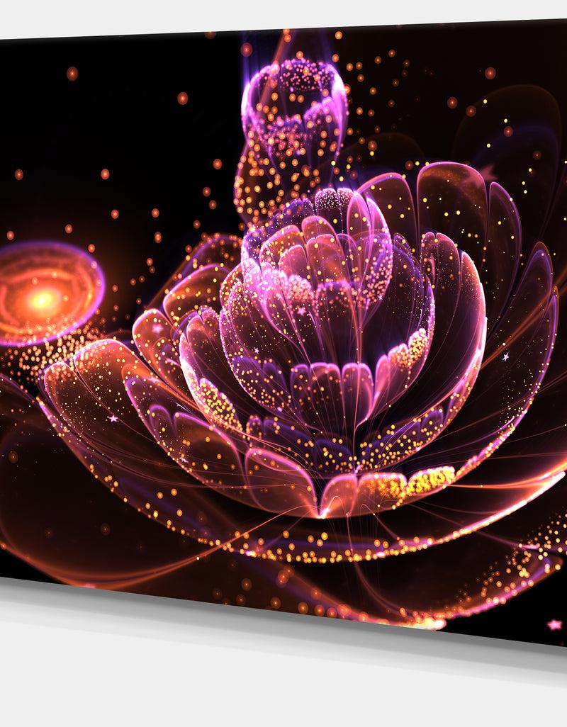 DesignQ Fractal Flower Illuminated Purple Art - Large Floral Canvas Art Print