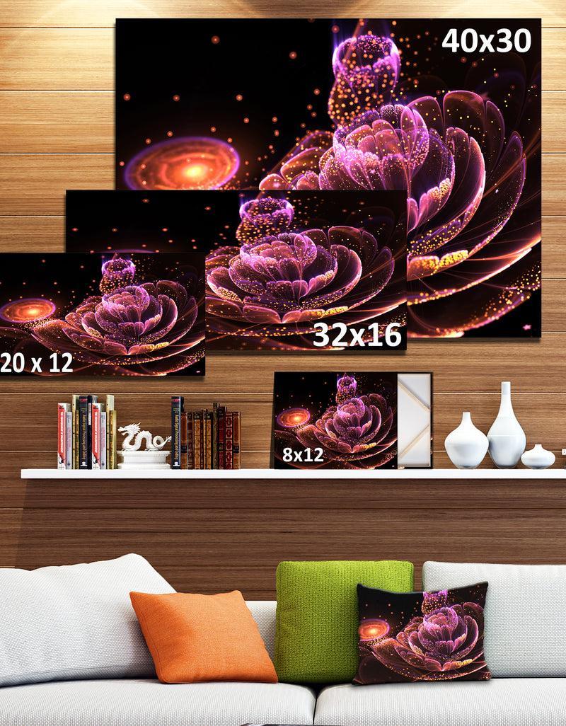 DesignQ Fractal Flower Illuminated Purple Art - Large Floral Canvas Art Print